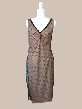Helen Wang Nude Ruched Dress – Size L – Excellent Vintage
